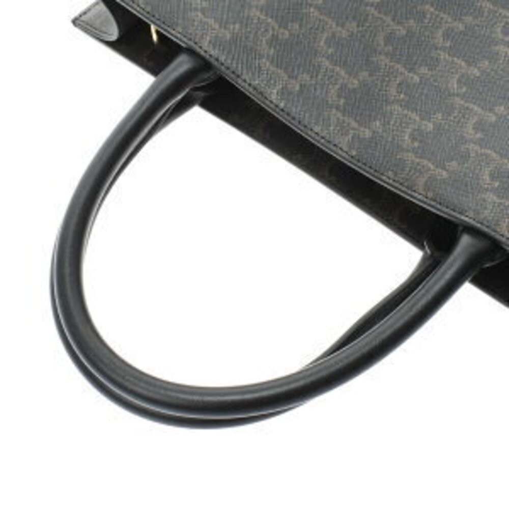Celine Vertical Cabas Black Triomphe Canvas Calfskin Tote Bag - Picture 3 of 9